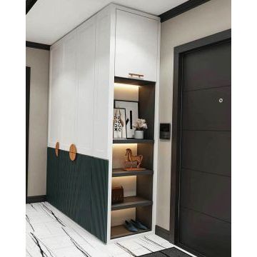 Шкаф распашной для прихожей 2059 (Боковые полки, 3д фрезеровка) Шкаф распашной для прихожей 2059 (Боковые полки, 3д фрезеровка)