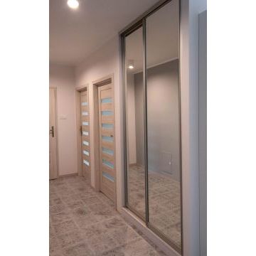 Шкаф-купе в прихожую с зеркалом 120 (ЛДСП, бежевый цвет)