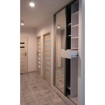 Шкаф-купе в прихожую с зеркалом 120 (ЛДСП, бежевый цвет)