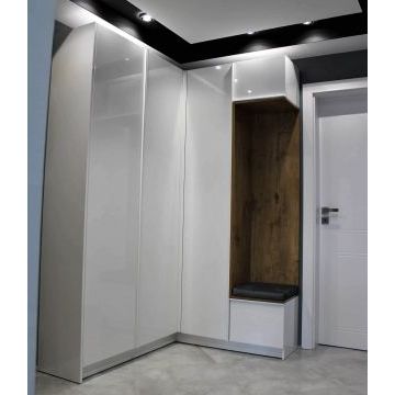 Шкаф для прихожей угловой 68 (С лакобелью, минимализм) Шкаф для прихожей угловой 68 (С лакобелью, минимализм)