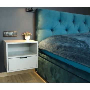 Тумбочка подвесная прикроватная 2157 (Белый цвет, МДФ) Тумбочка подвесная прикроватная 2157 (Белый цвет, МДФ)