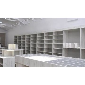 Торговый стеллаж TS2019 (Светло-серый, ЛДСП)