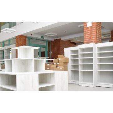 Торговый стеллаж TS2019 (Светло-серый, ЛДСП)