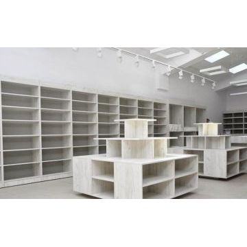 Торговый стеллаж TS2019 (Светло-серый, ЛДСП)