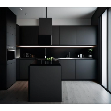 Черная кухня линейная К786 (Матовая, современный стиль) Черная кухня линейная К786 (Матовая, современный стиль)