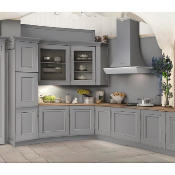Серая кухня угловая К0788 (Стиль прованс, со встроенной техникой) Серая кухня угловая К0788 (Стиль прованс, со встроенной техникой)