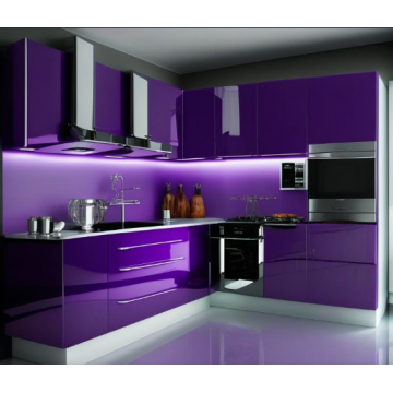 Фиолетовая кухня глянцевая К492 (С подсветкой, со встроенной техникой, со скинали) Фиолетовая кухня глянцевая К492 (С подсветкой, со встроенной техникой, со скинали)