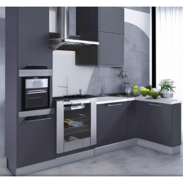 Кухня в стиле хай-тек угловая К237 (Глянцевая, серая) Кухня в стиле хай-тек угловая К237 (Глянцевая, серая)