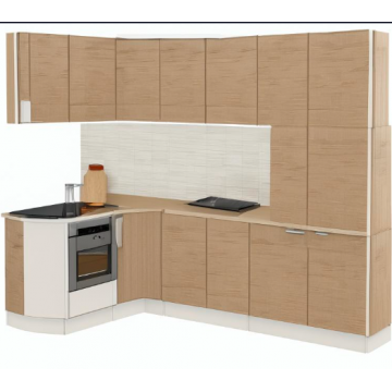 Кухня из ЛДСП угловая К260 (Бежевая, фактура дерева) Кухня из ЛДСП угловая К260 (Бежевая, фактура дерева)