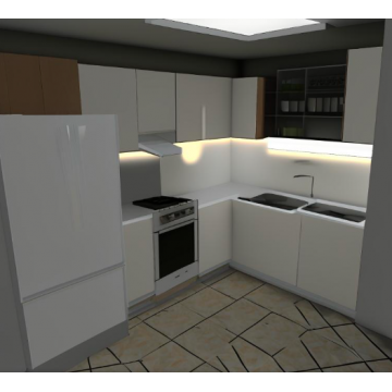 Кухня из ЛДСП К263 (Угловая, светлая) Кухня из ЛДСП К263 (Угловая, светлая)