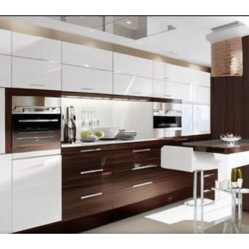 Кухня из плёночного МДФ прямая К690 (Белая, коричневая)