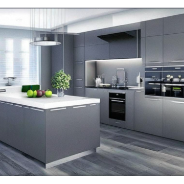 Кухня из плёночного МДФ К691 (Серый цвет)