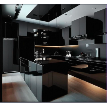 Кухня из плёночного МДФ К692 (Черный цвет, современный стиль)
