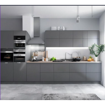 Кухня из рамочного МДФ К157 (Серая, линейная) Кухня из рамочного МДФ К157 (Серая, линейная)