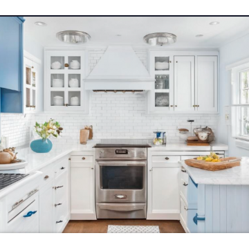 Классическая кухня КС0124 (Белый цвет, синий фартук)