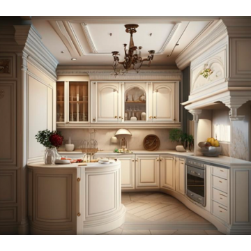 Кухня классическая с островом К804 (Угловая, со встроенной техникой) Кухня классическая с островом К804 (Угловая, со встроенной техникой)