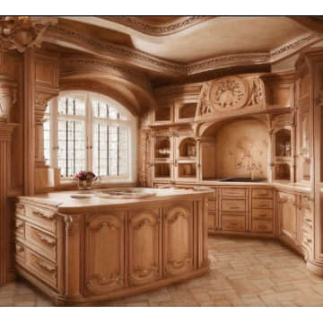 Линейная кухня с резными фасадами под заказ К748 Линейная кухня с резными фасадами под заказ К748