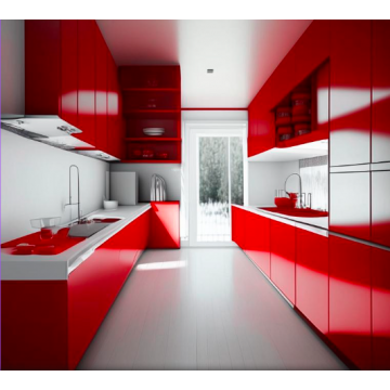 Кухня красная линейная К616 (Без ручек)