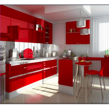 Кухня красная линейная К657 (Современный стиль)