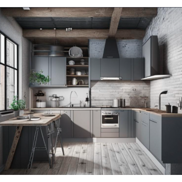 Кухня в стиле лофт К35 (Серая, угловая) Кухня в стиле лофт К35 (Серая, угловая)