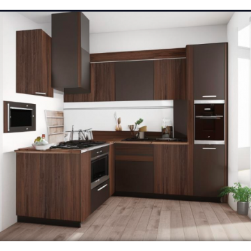 Кухня в стиле лофт без ручек К32 (Коричневая, черная) Кухня в стиле лофт без ручек К32 (Коричневая, черная)