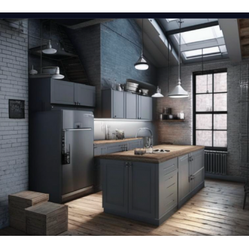 Кухня в стиле лофт К38 (Серый цвет, встроенная подсветка) Кухня в стиле лофт К38 (Серый цвет, встроенная подсветка)