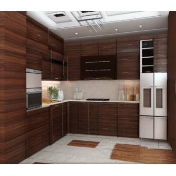 Кухня большая из шпона К527 (Коричневый цвет)
