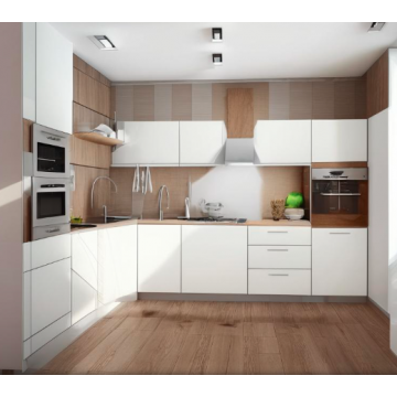 Кухня большая из шпона К528 (Белый цвет)
