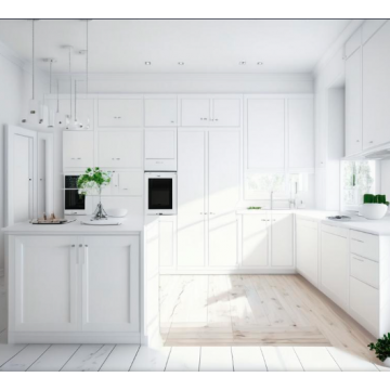 Кухня П-образная К903 (Белый цвет, без ручек) Кухня П-образная К903 (Белый цвет, без ручек)