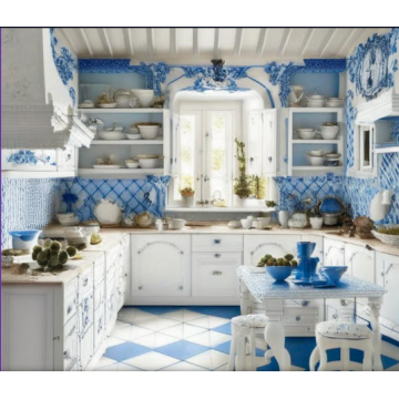 Кухня П-образная К908 (Бело-синий цвет, прованс) Кухня П-образная К908 (Бело-синий цвет, прованс)