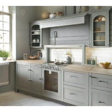 Кухня прямая К879 (Серый цвет, стиль прованс) Кухня прямая К879 (Серый цвет, стиль прованс)