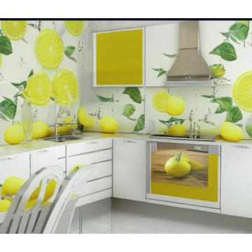 Кухня с фотопечатью “Лимоны” К8047 (Глянцевая, со встроенной техникой)