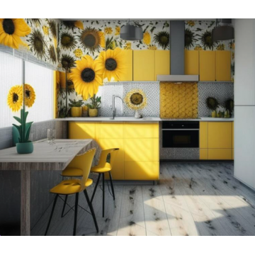 Кухня с фотопечатью “Подсолнухи” К8406 (Линейная) Кухня с фотопечатью “Подсолнухи” К8406 (Линейная)