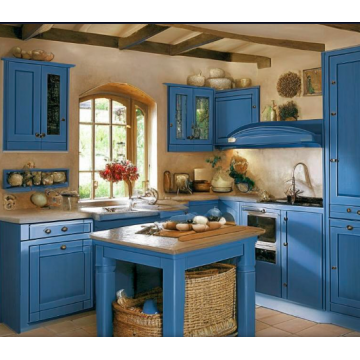 Кухня синяя угловая К101 (Стиль прованс, встроенная техника) Кухня синяя угловая К101 (Стиль прованс, встроенная техника)
