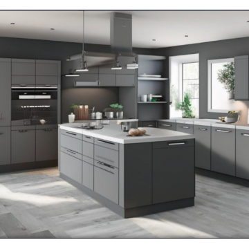 Кухня с островом небольшая К7090 (Серый цвет) Кухня с островом небольшая К7090 (Серый цвет)