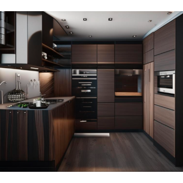 Кухня венге К8201 (Современный стиль, со встроенной техникой) Кухня венге К8201 (Современный стиль, со встроенной техникой)