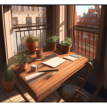 Письменный стол на балкон B47 (Коричневый цвет, ЛДСП)