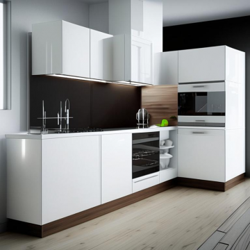 Кухня в стиле хай тек K092 (Глянец с деревом)