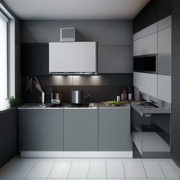 Кухня в стиле хай-тек К234 (Угловая, маленькая) Кухня в стиле хай-тек К234 (Угловая, маленькая)